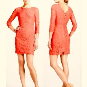 Nwot Diane Von Furstenberg Zarita Lace Mini Dress in pink grapefruit